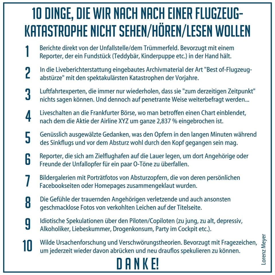 10 Dinge, die wir nach einer Flugzeug-Katastrophe nicht sehen/hören/lesen wollen