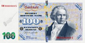 100 DM Schein im Stile der 1963 Serie. Dies ist eim Redesign von Banknotedesigns und eine Eigenkreation mit Beethoven und mir gefällt dieser Schein und wollte ihn mit euch teilen.