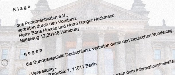 Bundestag beauftragt Großkanzlei, um unsere Klage abzuwehren