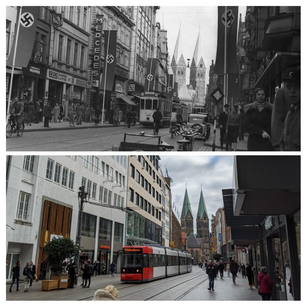 Obernstraße Bremen, Germany 1938 and 2020