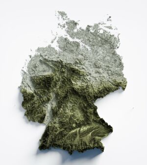 a relief map of Germany using real topographic data